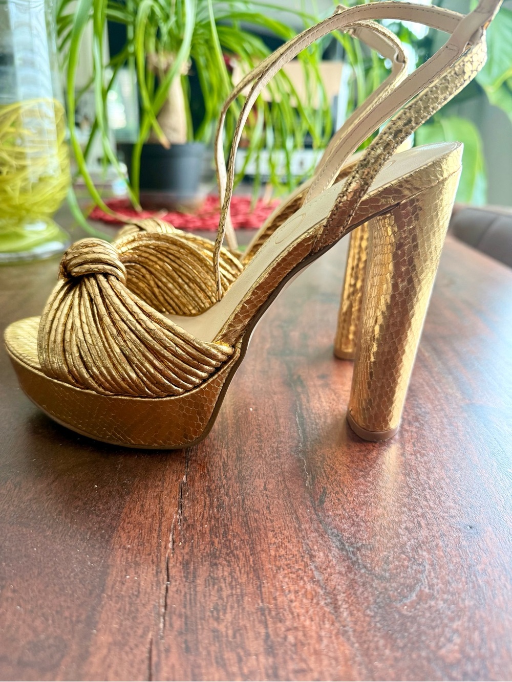 Jessica Simpson Immie Gold Platform Sandals - Women's Dress Heels